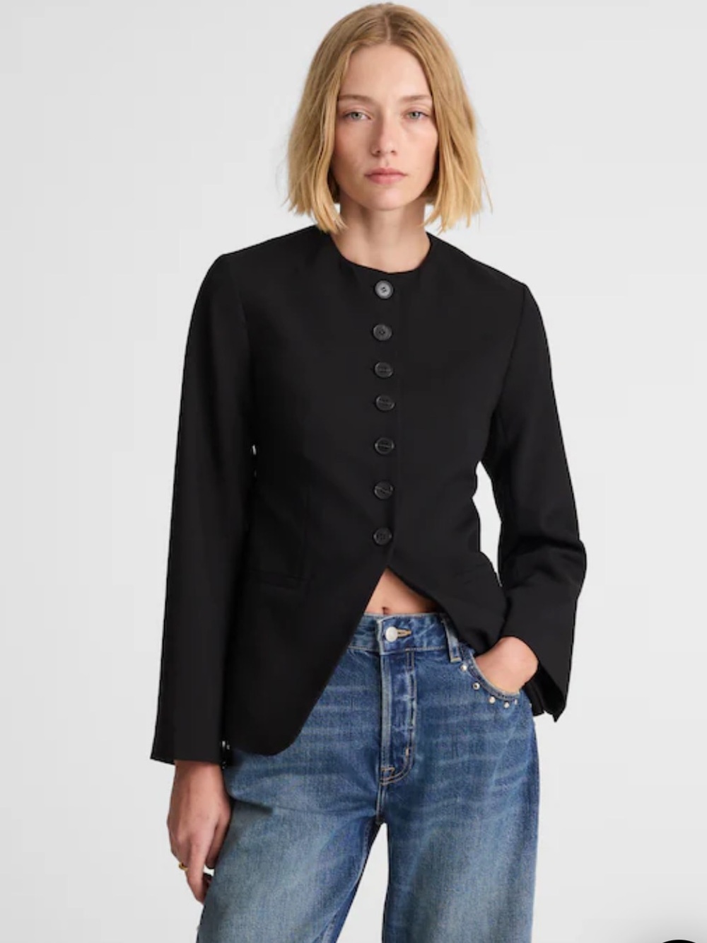 Madewell The Nolita Cutaway Blazer in Black Sz 8